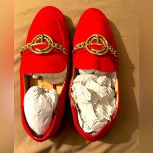 Cute red suede Tahari flats